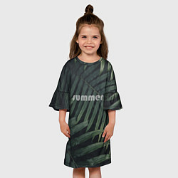 Платье клеш для девочки Летний папоротник, цвет: 3D-принт — фото 2