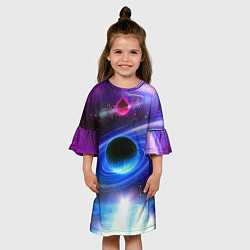 Платье клеш для девочки Центр галактики, цвет: 3D-принт — фото 2