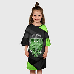 Платье клеш для девочки Герб России - спортивный черно-зеленый стиль, цвет: 3D-принт — фото 2