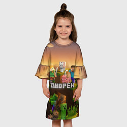 Платье клеш для девочки Андрей Minecraft, цвет: 3D-принт — фото 2