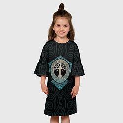 Платье клеш для девочки Мировое древо Иггдрасиль, цвет: 3D-принт — фото 2