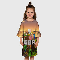 Платье клеш для девочки Ева Minecraft, цвет: 3D-принт — фото 2
