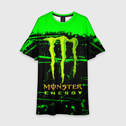 Платье клеш для девочки Monster energy green neon, цвет: 3D-принт