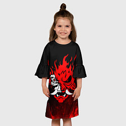 Платье клеш для девочки Cyberpunk 2077 - Логотип в огне, цвет: 3D-принт — фото 2