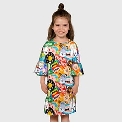 Платье клеш для девочки Skzoo stickers characters, цвет: 3D-принт — фото 2