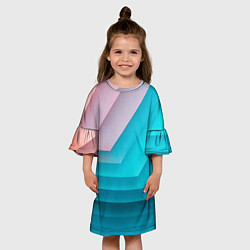 Платье клеш для девочки Геометрические переливающиеся углы, цвет: 3D-принт — фото 2