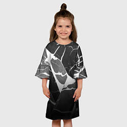 Платье клеш для девочки Черно-белый мрамор с трещинами, цвет: 3D-принт — фото 2
