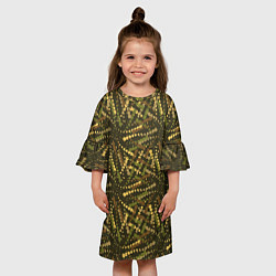 Платье клеш для девочки Милитари горошек разноцветный, цвет: 3D-принт — фото 2