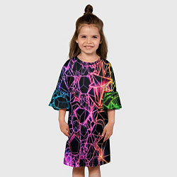 Платье клеш для девочки Неоновые трехмерные фигуры, цвет: 3D-принт — фото 2