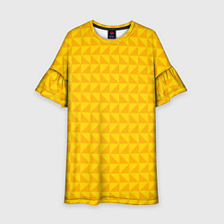 Платье клеш для девочки Геометрия - желтые треугольники, цвет: 3D-принт