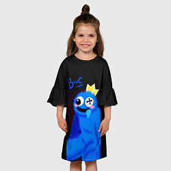 Платье клеш для девочки Blue - Rainbow Friends, цвет: 3D-принт — фото 2