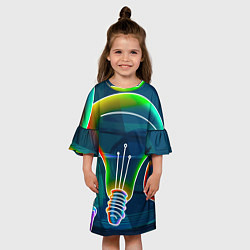 Платье клеш для девочки Неоновые лампы - коллаж, цвет: 3D-принт — фото 2