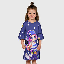 Платье клеш для девочки Пенни из Бравл Старс, цвет: 3D-принт — фото 2