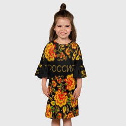 Платье клеш для девочки РОССИЯ роспись хохлома, цвет: 3D-принт — фото 2