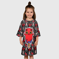 Платье клеш для девочки Мороженое - дьявол, цвет: 3D-принт — фото 2
