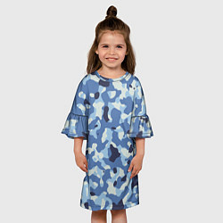 Платье клеш для девочки Камуфляж ВМФ цифра крупный, цвет: 3D-принт — фото 2