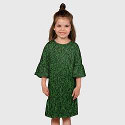 Платье клеш для девочки Зеленая камуфляжная трава, цвет: 3D-принт — фото 2