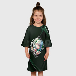Платье клеш для девочки Нахида в ромбе, цвет: 3D-принт — фото 2