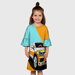 Платье клеш для девочки Фольксваген тигуан оранжевый, цвет: 3D-принт — фото 2
