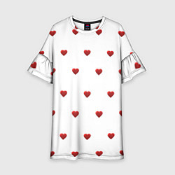 Платье клеш для девочки Белая поляна с красными сердечками, цвет: 3D-принт