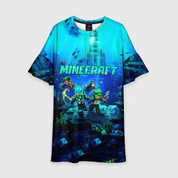 Платье клеш для девочки Minecraft water, цвет: 3D-принт