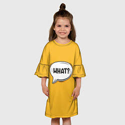 Платье клеш для девочки Надпись - What, цвет: 3D-принт — фото 2