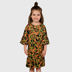 Платье клеш для девочки Камуфляж осенний лес мелкий, цвет: 3D-принт — фото 2
