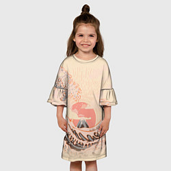 Платье клеш для девочки Бурные океанские волны на восходе солнца, цвет: 3D-принт — фото 2