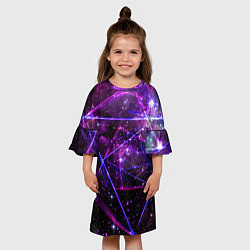 Платье клеш для девочки Triangle space - Neon - Geometry, цвет: 3D-принт — фото 2