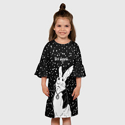 Платье клеш для девочки Кролик черный маг - всё будет, цвет: 3D-принт — фото 2