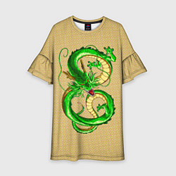 Платье клеш для девочки Зелёный дракон в форме цифры 8, цвет: 3D-принт