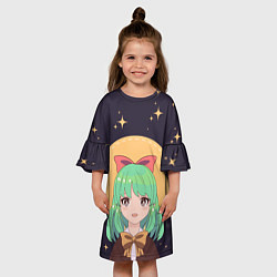 Платье клеш для девочки Девочка аниме - Anime girl, цвет: 3D-принт — фото 2