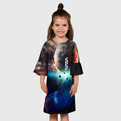 Платье клеш для девочки За секунду до столкновения планеты с космическим о, цвет: 3D-принт — фото 2