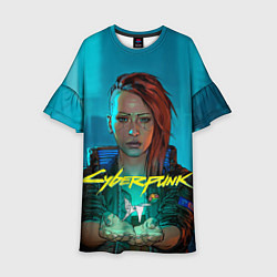 Платье клеш для девочки Cyberpunk - Киберпанк, цвет: 3D-принт