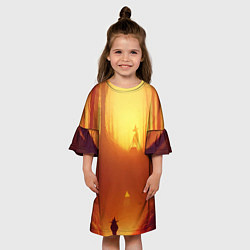 Платье клеш для девочки Темная ведьма колдует в жутком лесу, цвет: 3D-принт — фото 2