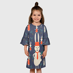 Платье клеш для девочки Семья крольчат, цвет: 3D-принт — фото 2