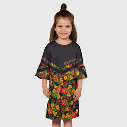 Платье клеш для девочки Полосатая хохлома, цвет: 3D-принт — фото 2