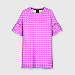Платье клеш для девочки Много сердец розовое, цвет: 3D-принт