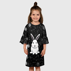 Платье клеш для девочки Год кролика 2023, цвет: 3D-принт — фото 2
