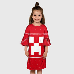 Платье клеш для девочки Новогодний крипер - Майнкрафт, цвет: 3D-принт — фото 2