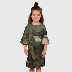 Платье клеш для девочки STALKER тень чернобыля нарисованный постер, цвет: 3D-принт — фото 2