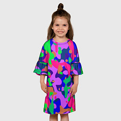 Платье клеш для девочки Абстракция в неоновых цветах, цвет: 3D-принт — фото 2