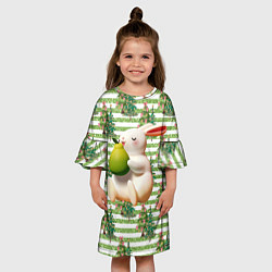 Платье клеш для девочки Кролик с грушей, цвет: 3D-принт — фото 2