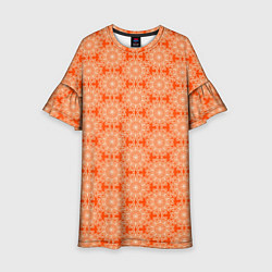Платье клеш для девочки Абстракция узор оранжевый, цвет: 3D-принт