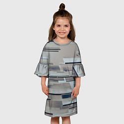 Платье клеш для девочки Металлические пластины в абстракции, цвет: 3D-принт — фото 2