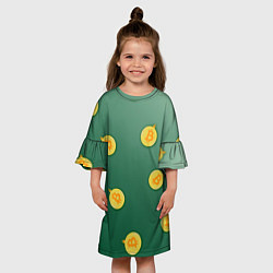 Платье клеш для девочки Елочное украшение биткоин, цвет: 3D-принт — фото 2