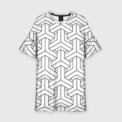Платье клеш для девочки Мозаичный чёрно-белый паттерн, цвет: 3D-принт