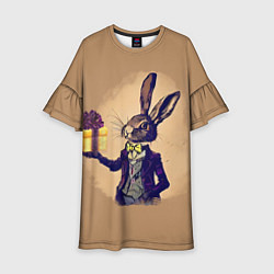 Платье клеш для девочки Кролик в костюме с подарком, цвет: 3D-принт