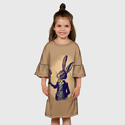 Платье клеш для девочки Кролик в костюме с подарком, цвет: 3D-принт — фото 2