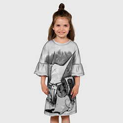 Платье клеш для девочки Кот зловред - червяк джим, цвет: 3D-принт — фото 2